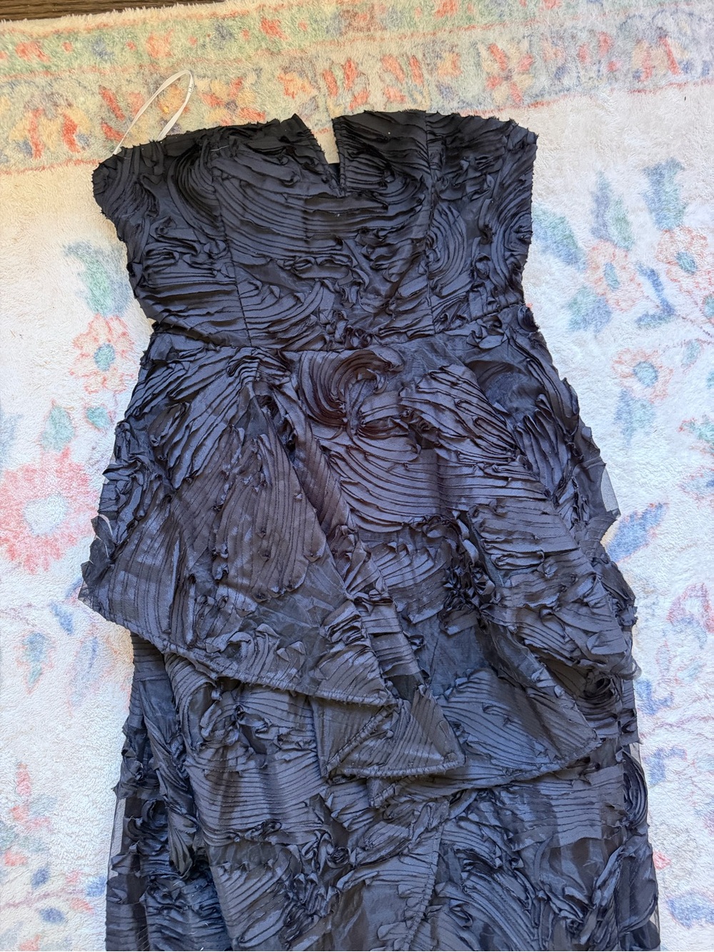 Lulu's Strapless Black Ruffle-Detail Evening Gown - Picture 2 of 4